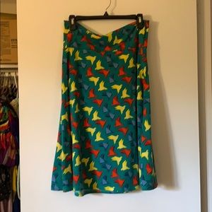 Lularoe origami bird print azure skirt large